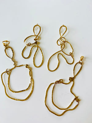 PEACE Gold Horse Shoe Chandelier Earrings
