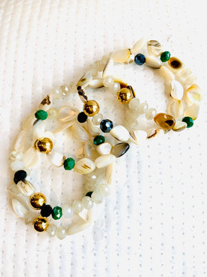 Mother of Pearl , Jade and Gold Bracelet