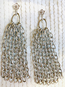 Silver Chain Tassel Earrings