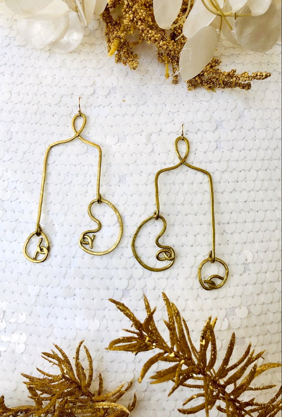 Hammered Brass Chandelier Earrings