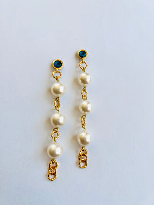 Blue Montana Swarovski Crystal Pearl Earrings