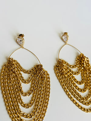 Gold Roman Bohemian Layered Chain Earrings