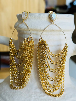 Gold Roman Bohemian Layered Chain Earrings