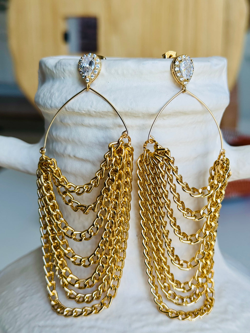 Gold Roman Bohemian Layered Chain Earrings