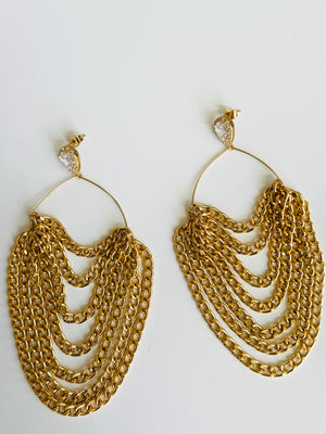 Gold Roman Bohemian Layered Chain Earrings
