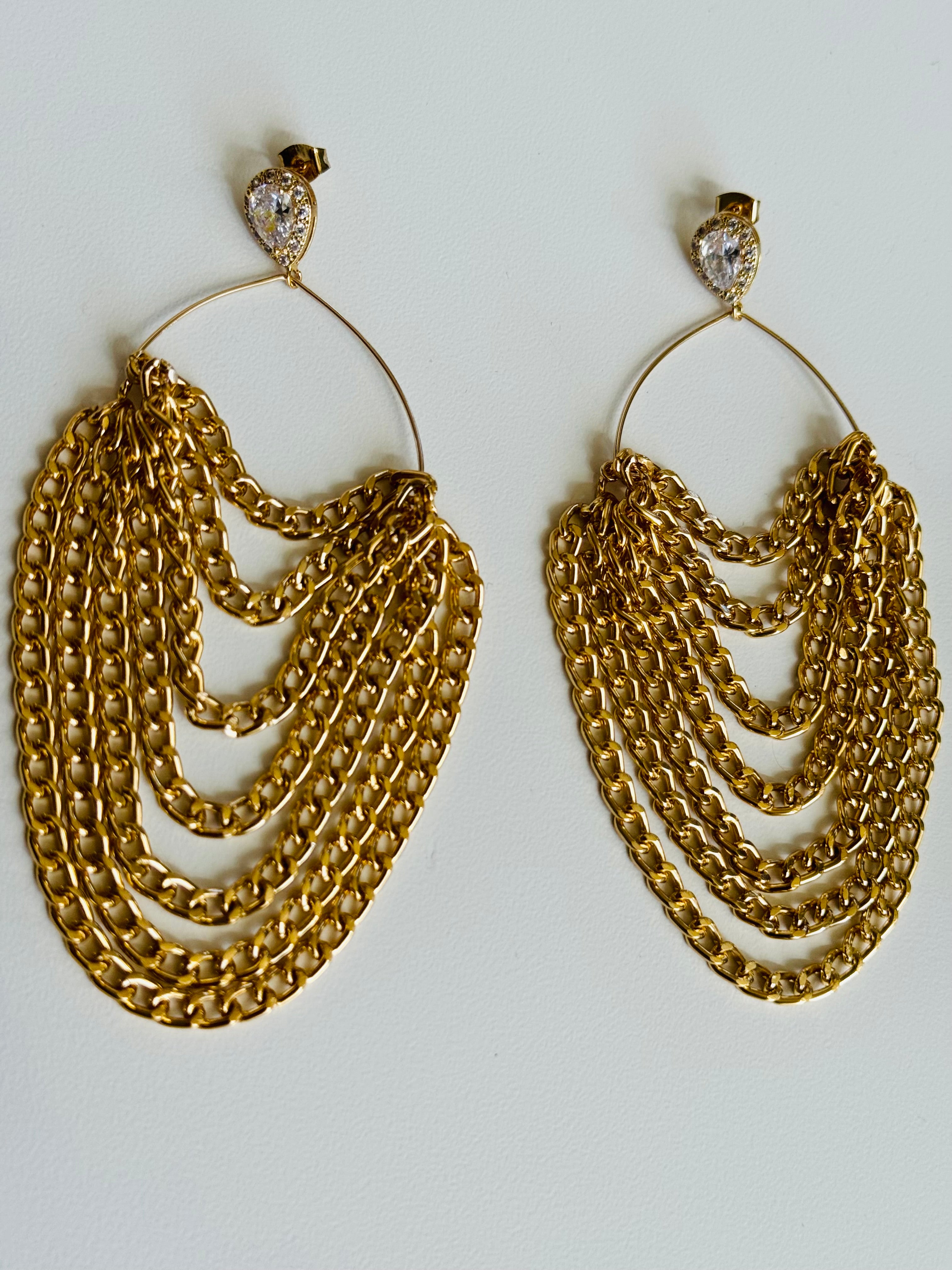 Gold Roman Bohemian Layered Chain Earrings