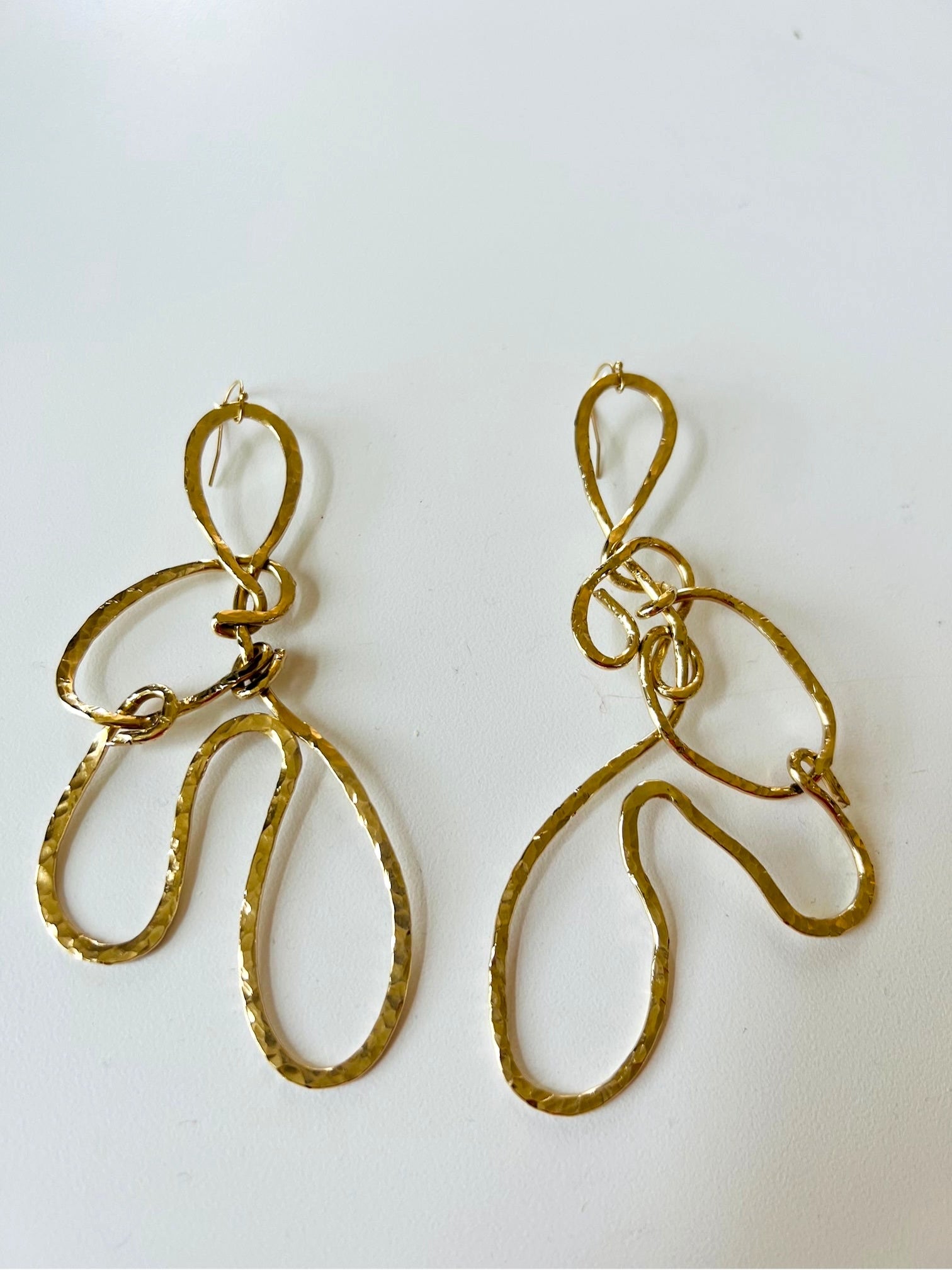 Gold Hammered Abstract Earrings