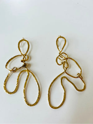 Gold Hammered Abstract Earrings