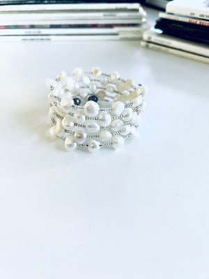 Wide Cuff Pearl Wrap Bracelet
