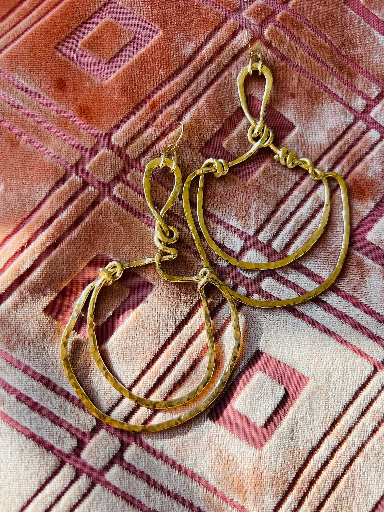 Gold Hammered Chandelier Earrings