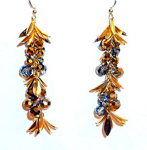 Black and Gold Swarovski Crystal Spiked Earrings