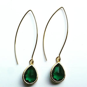 Emerald Crystal Dangle Earrings