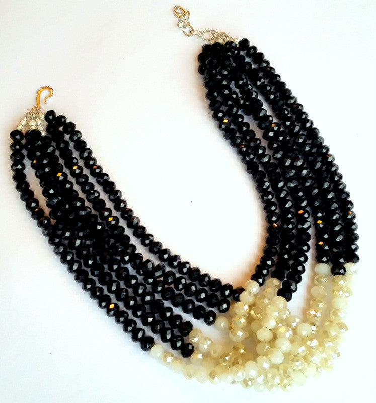 Black and White Faceted Crystal Knot Necklace