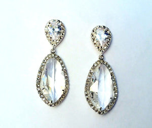 Silver Pave Teardrop Marquis Earring