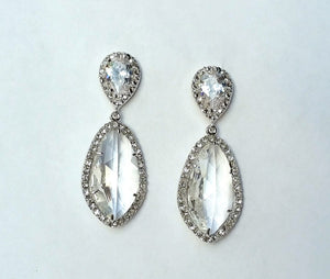 Silver Pave Teardrop Marquis Earring