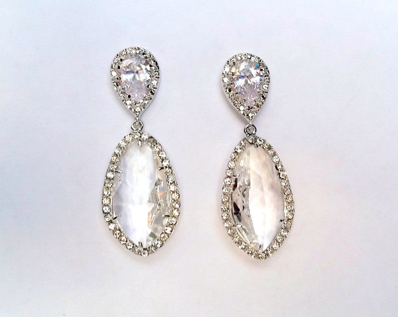 Silver Pave Teardrop Marquis Earring