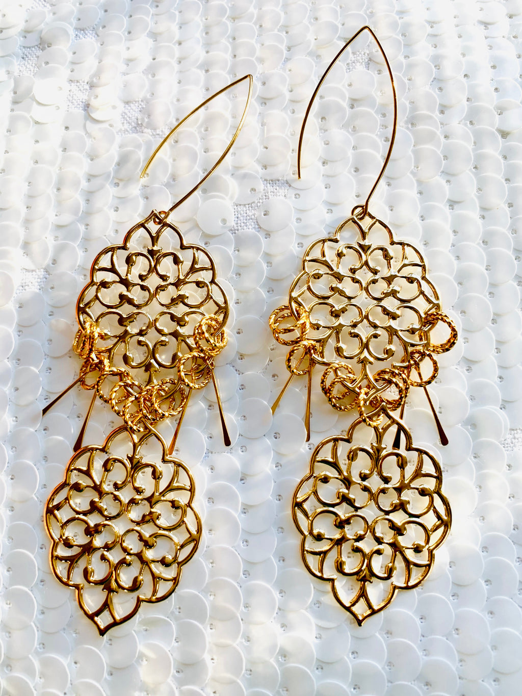 Gold Moroccan Charm Tassel Earrings