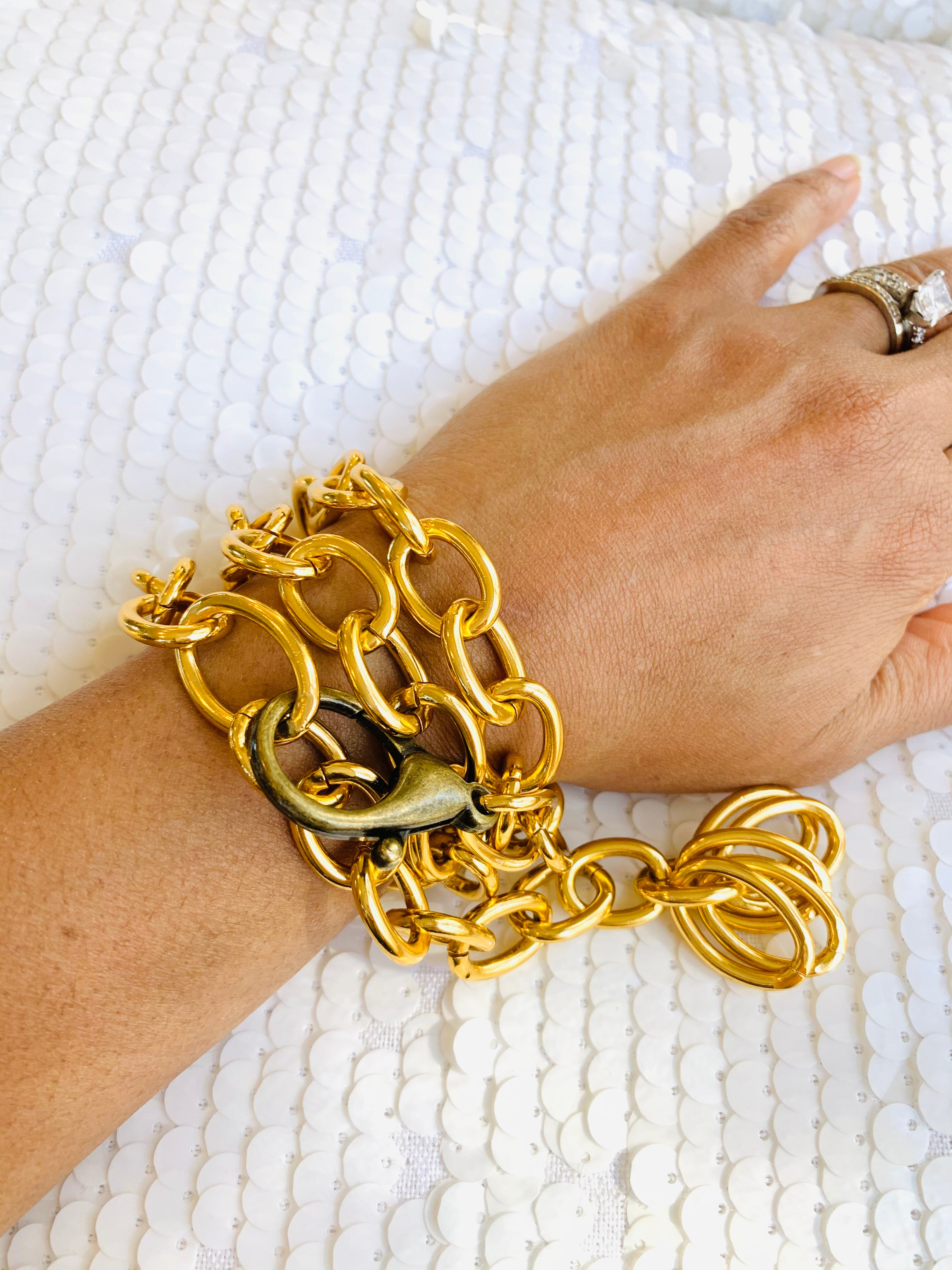 Gold Chain Wrap Bracelet with Lobster Claw