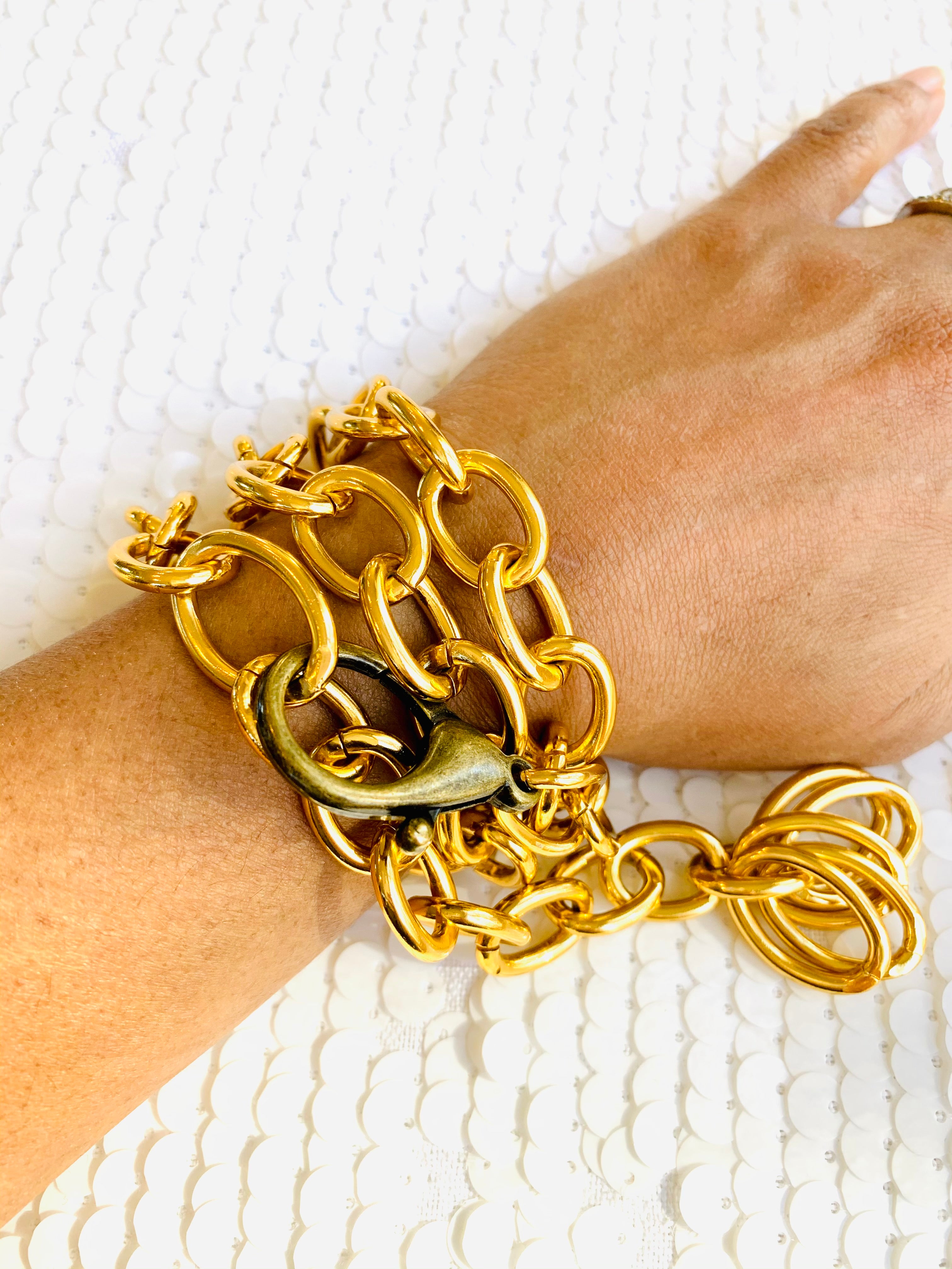 Gold Chain Wrap Bracelet with Lobster Claw