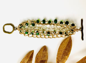 Gold Jade and Quartz Chain Bracelet
