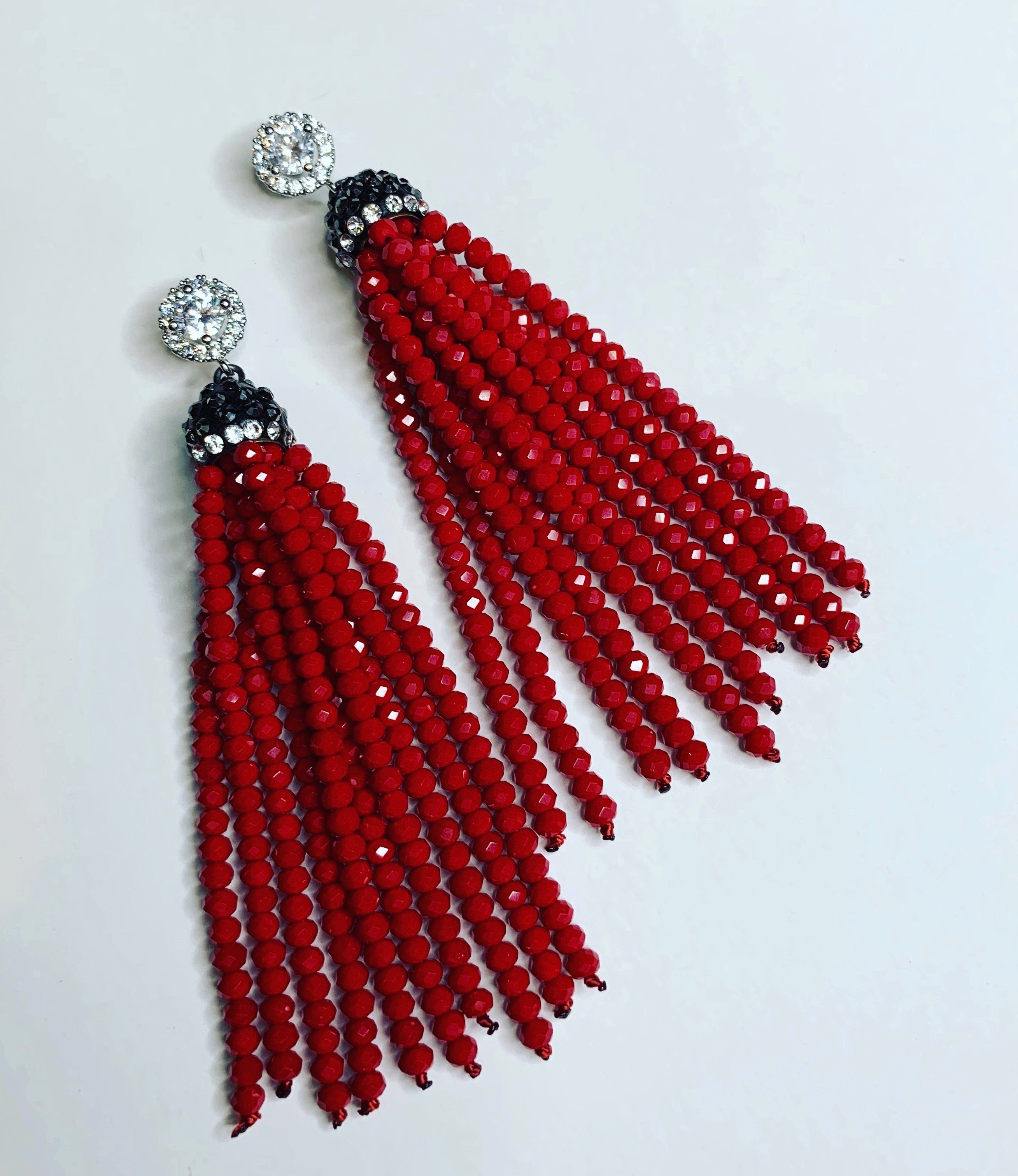 Ruby Red Tassel Earrings