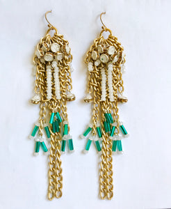 Faith Gold Beaded Chain Earrings