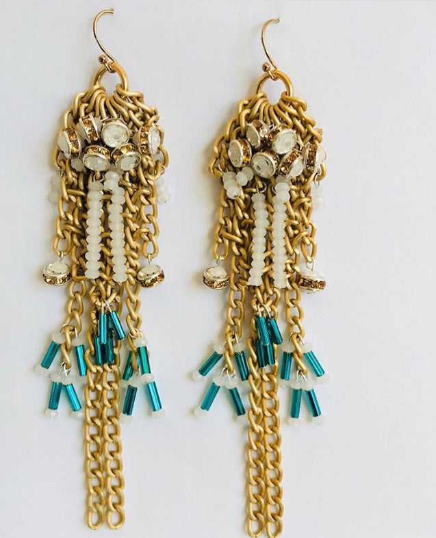 Faith Gold Beaded Chain Earrings
