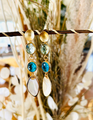 Blue Sea Gold Earrings
