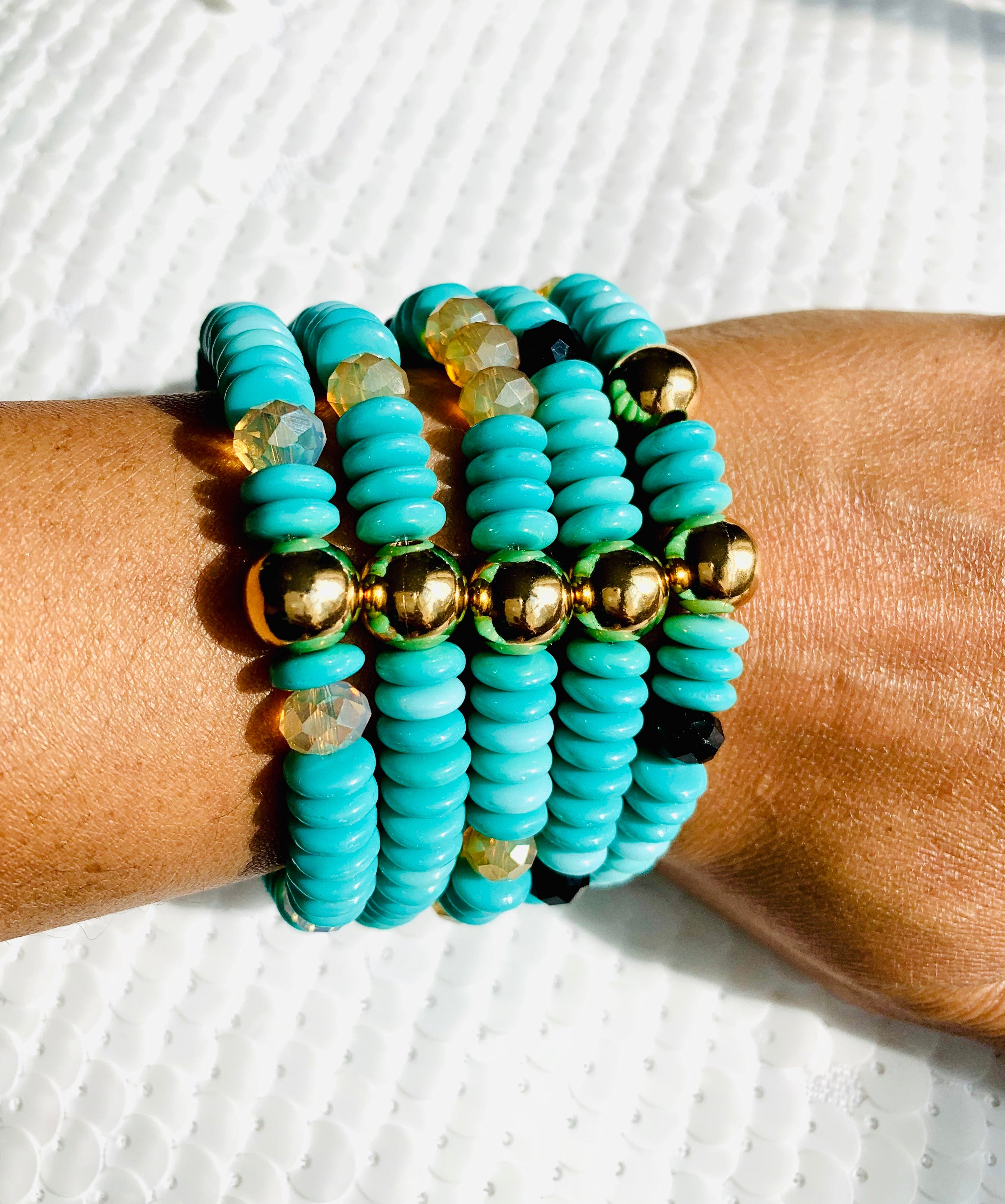 Turquoise and Gold Statement Bracelet