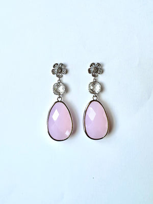 Silver Ice Pink Pendant Drop Earring