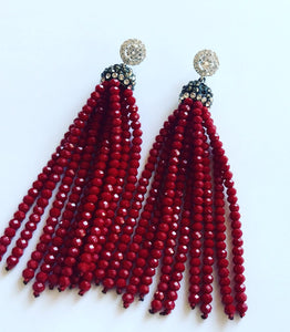 Ruby Red Tassel Earrings