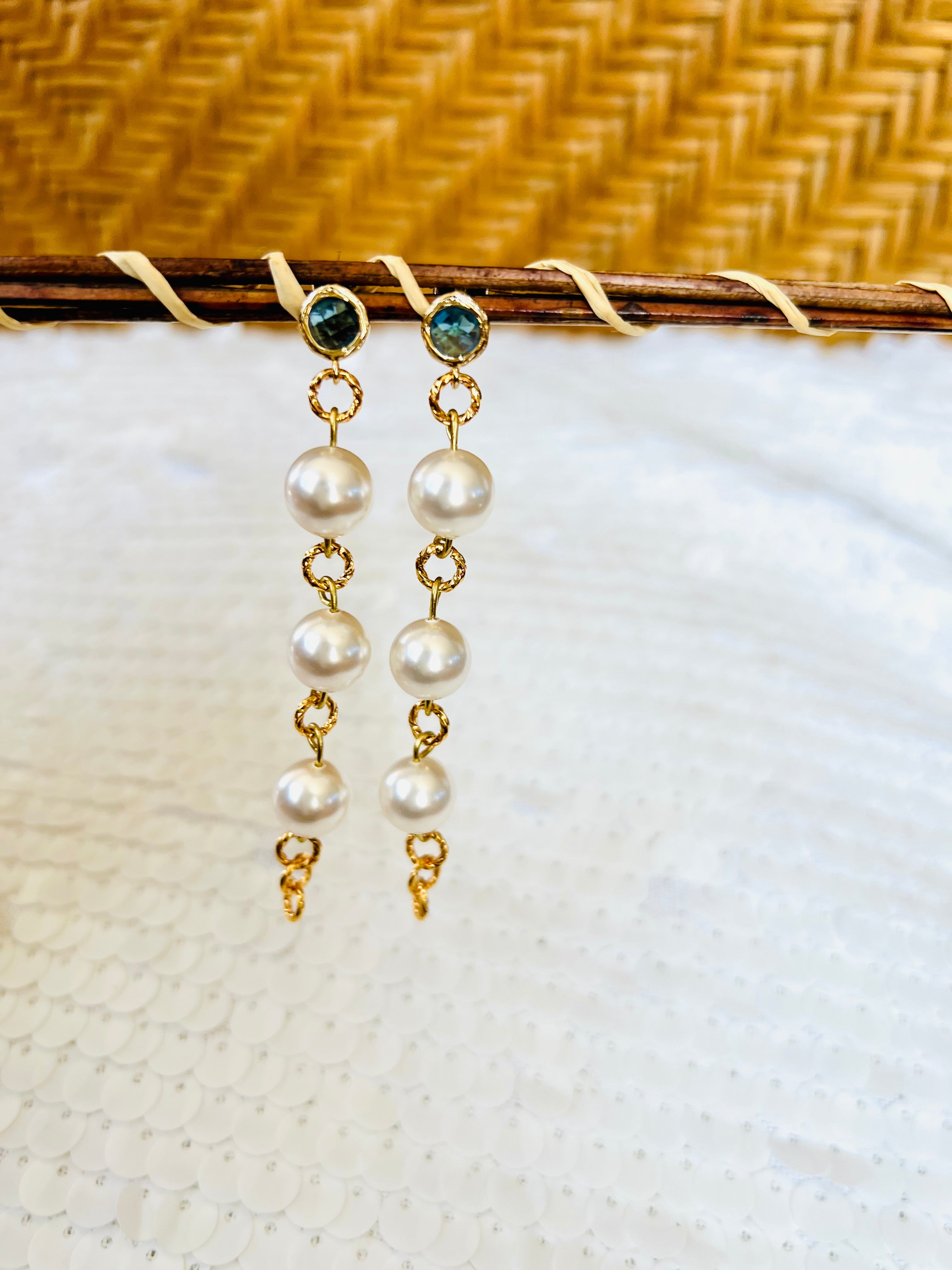 Blue Montana Swarovski Crystal Pearl Earrings
