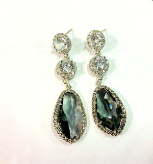 Black Diamond and CZ Statement Earrings