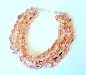 Pink Faceted Crystal Necklace