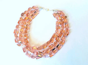 Pink Faceted Crystal Necklace