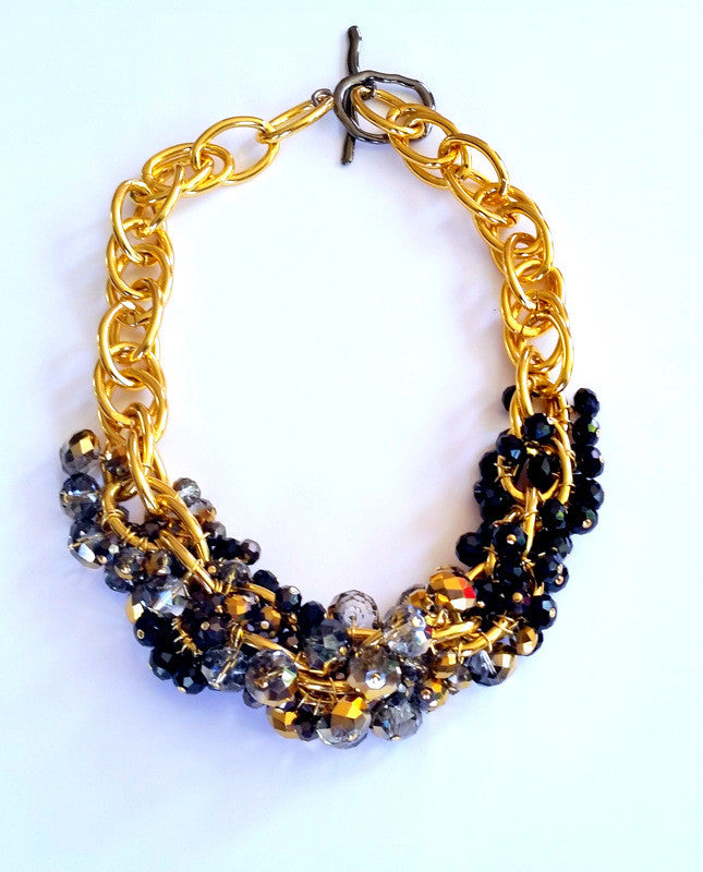 Gold Plated Cable Chain Swarovski Crystal Necklace